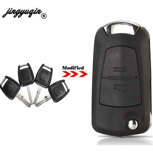 Jingyuqin Upgrade 2Button For OPEL VAUXHALL Vectra Zafira Omega Astra Remote Car Key Shell FOB With HU100/43/46 YM28 Blade