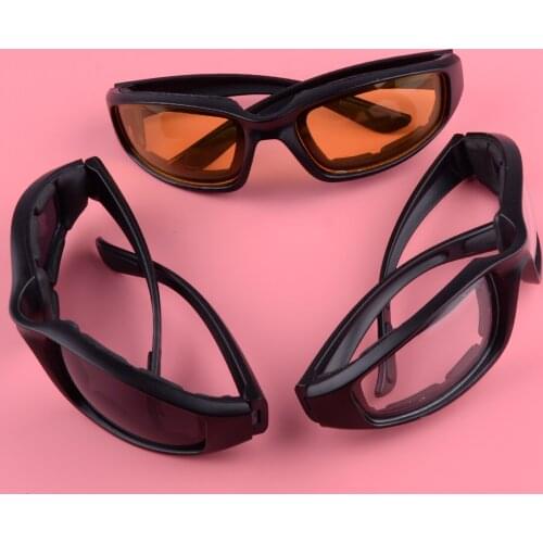 3 Pairs Motorcycle Sunglasses Goggles Sports Biker Riding Glasses Foam Padded Wind Resistant Windproof Yellow/Clear/Grey