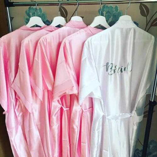 Personalize gold Wedding bride Bridesmaid satin silk pajamas robes Bachelorette Lingerie kimonos gowns gifts party favors
