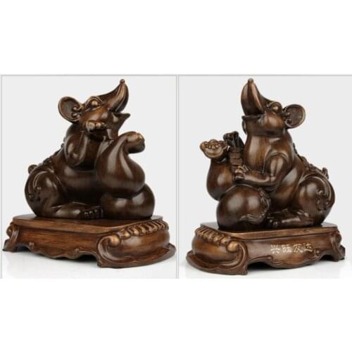 Sandalwood color resin animal Recruitment Crafts Zodiac Rat Ornaments Small and Small Home Living Room Craft Je Decoration home