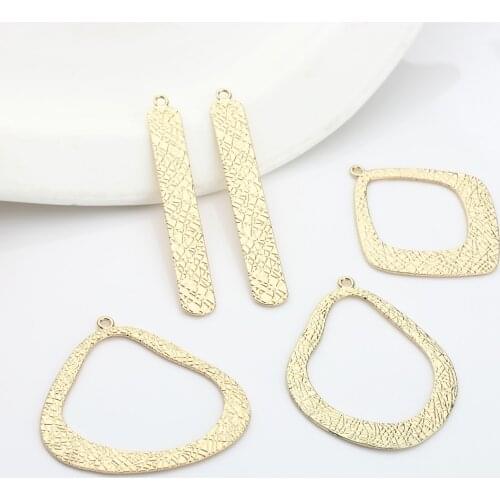 2pcs/lot Zinc Alloy Gold Charms Hollow Exaggerated Tear Water Drop Geometry Stripe Pendant For DIY Earrings Jewelry Accessories