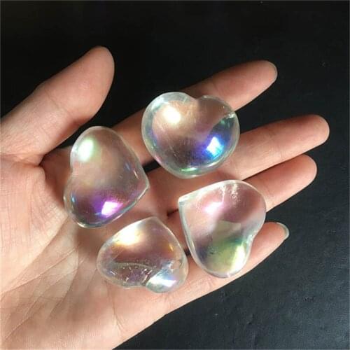 Natural crystal aura angel clear quartz heart shaped for Home decoration