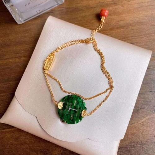 Silver inlaid natural Hetian Jasper Bracelet Chinese style retro style unique sand gold craft charm light luxury lady jewelry