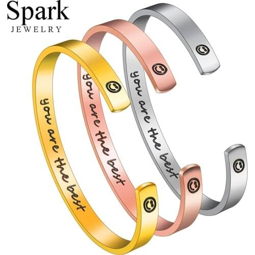 Spark Custom Engraving Stainless Steel Bangle Bracelet For Women 3 Color Smooth Cuff Bracelets Valentines Day Gift Dropshipping