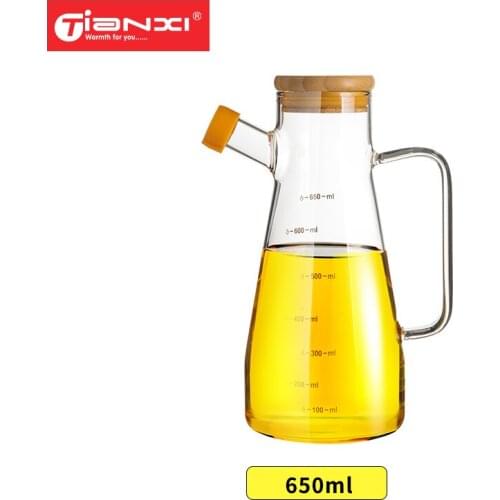 TIANXI Glass Oil Pots Transparent Oil Dispenser Bottle Container Bottle Olive Oil Dispenser Condiments Sauce Vinegar Bottles