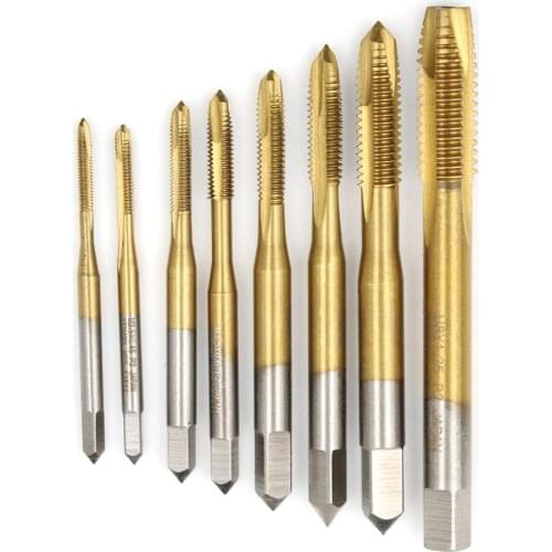 HSS Titanium Machine Right Hand Tap Drill Spiral Point Thread Plug Handle Taps M2/M2.5/M3/M3.5/M4/M5/M6/M8