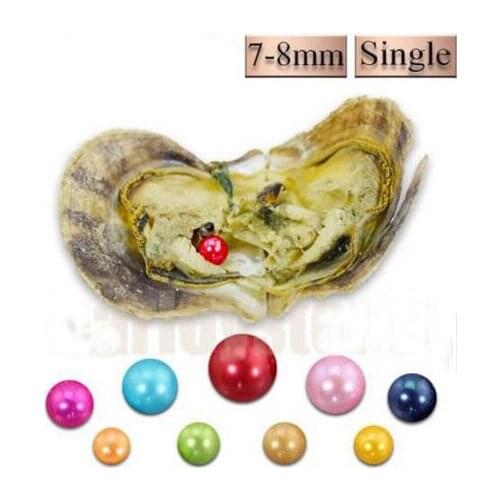 20pcs Seawater Oysters with 7-8MM Round Akoya Pearls Individually Wrapped Akoya Oysters Pearls Jewelry Mixed 27 Colors ABH761