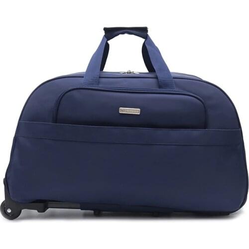 Large Capacity Men Trolley Duffle Bag Water-Repellent Foldable Rolling Suitcase Hand Luggage With Wheels Carry-On Bags 35L