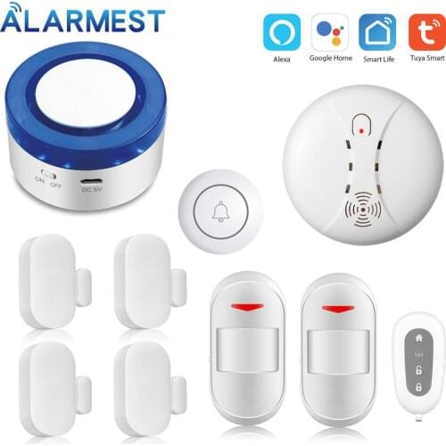 Wifi Alarm Siren Kits Smart Life APP Wireless Remote Control Alexa Google Home voice arm disarm