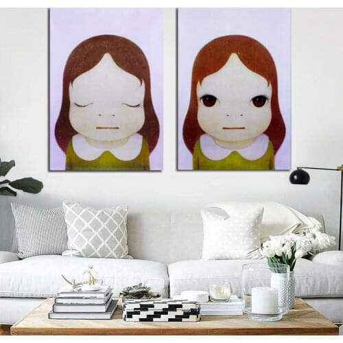 Yoshitomo Nara Cute Cartoon Girl Canvas Painting Sleepwalking Doll Drawing Japanese Wall Pictures For Girl Kids Room Decoration