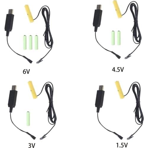 1.1m USB to 1.5V 3V 4.5V 6V AAA-4AAA Battery Eliminator Can Replace 1-4pcs 1.5V AAA Batteries for Toothbrush Lamp Toy