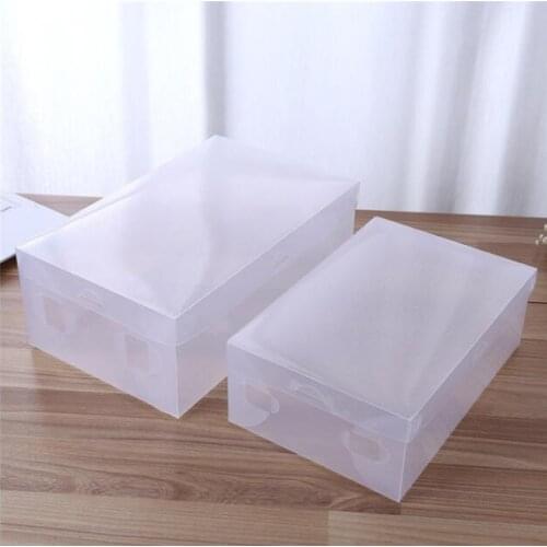 10pcs Plastic Shoe Box Transparent Clear Storage Boxes Foldable Shoes Case Holder Shoes Organizer Cases Boxes