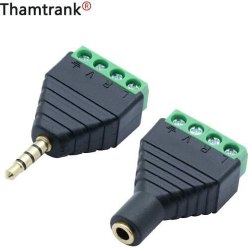 100pcs/lot 4 Poles 3.5mm Male Plug /Female Jack to 4 Pins Screw AV Balun Terminal Audio Video AV Balun Adapter Wholesales