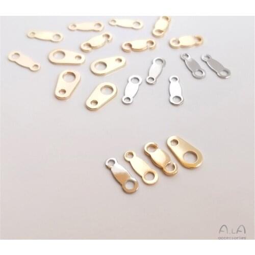 14K Gold Filled White and gold double hole buckle ends with 8 figure piece opening M buckle DIY necklace accessories