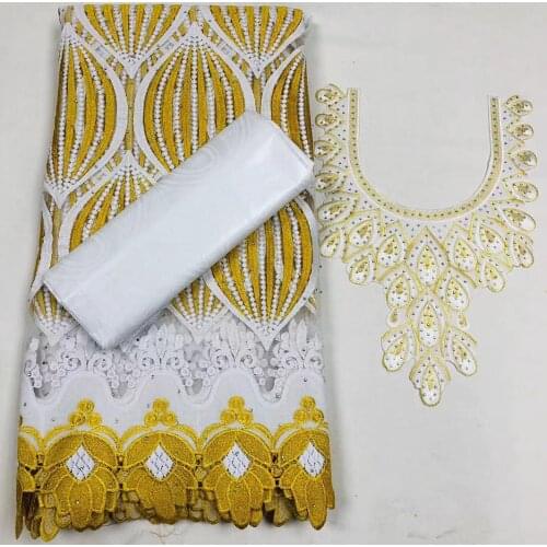 2.5+2.5yard African lace fabric swiss voile lace for women high quality cotton bazin riche fabric guinea brocade lace