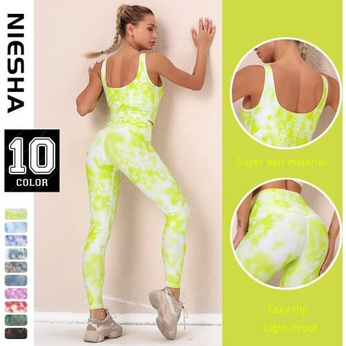 2021 Workout Clothes For Women Seamless Fitness Suit Sports Set Running And Cycling Tracksuit Tie-Dye Legging Sport