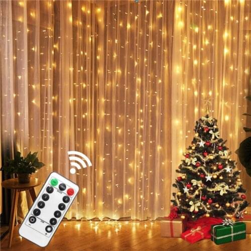 3m LED Fairy Lights Garland Curtain Lamp Remote Control USB String Lights New Year Christmas Decorations for Home Bedroom Window