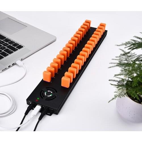 32 Port USB 2.0 Hub 20 Charger and Syncs Port Best USB-C Hubs and Docks with 12V 6A*2 Desktop Power Adapter