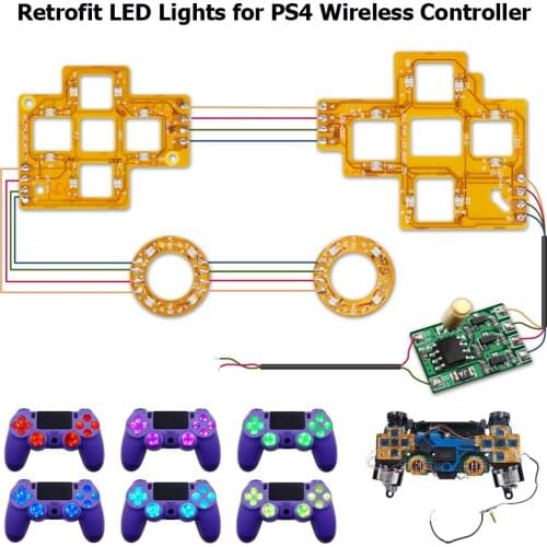 6-Color Luminated D-Pad Thumsticks Face Buttons DTF LED Kit for PS4 Controller Electronic Machine Accessories