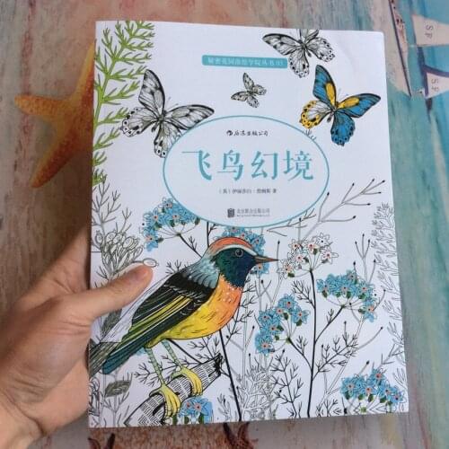 76 Pges Bird Magic Mirror adult colouring books libros infantiles books adults Relieve Stress kill time Graffiti panting Book