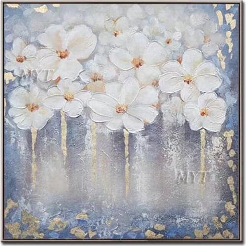 White Flowers Abstract Oil Painting Hand-painted Wall Art Home Decor Picture Modern Hand Painted Oil Painting On Canvas Unframe