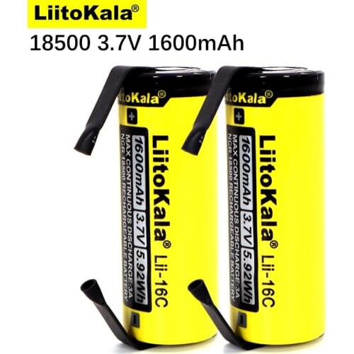 2020 LiitoKala Lii-16C 18500 1600mAh 3.7 V rechargeable battery Recarregavel lithium ion battery for LED flashlight+DIY Nickel
