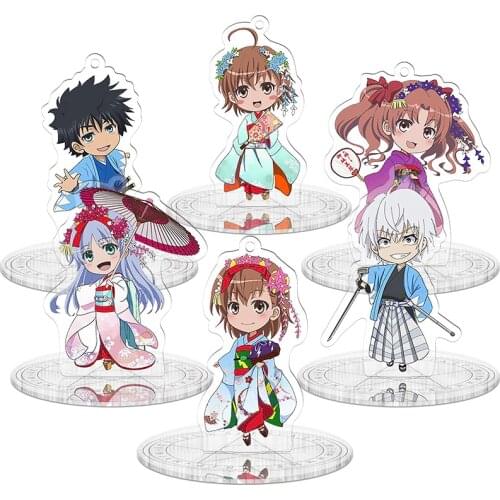Anime A Certain Magical Index Misaka Mikoto Shirai Kuroko Acrylic Stand Figure Model Plate Display Desktop Decor Cosplay Gifts