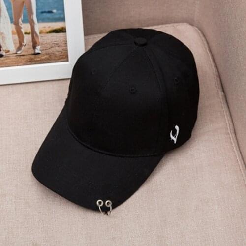 Mens Snapback Hats Solid Color Iron Ring Decor Cotton Hats Women Kpop Simple Baseball Caps 2017 New Fashion Unisex Accessories