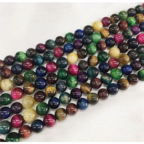 4-12MM 1Strand/Pack Mix Tourmaline Tone 100% Natural Tiger Eye Stone Loose Strands Semi-precious Bead Jewelry Beads