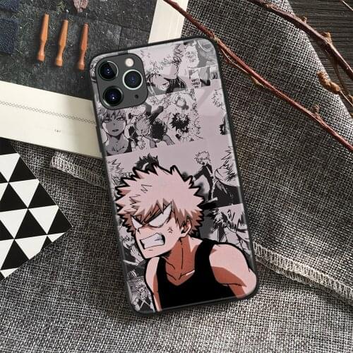 Katsuki Bakugo My Hero Academia Anime Soft Silicon Glass Phone Case for IPhone SE 6s 7 8 Plus X Xr Xs 11 12 Mini Pro Max Samsung