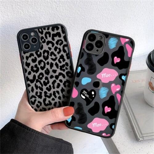 Leopard Grain Milk Cow Zebra Stripe Phone Case For iPhone 11 12 Pro Max Mini X XR XS Max 7 8 Plus Clear Matte Hard PC Back Cover