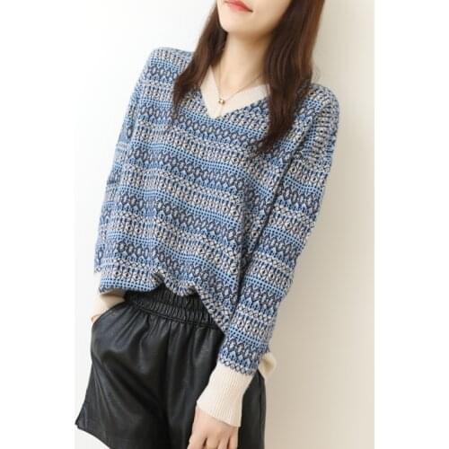 CHENJAYOO Winter sweater ladies 2020 elegant knitted basic pullover V-neck sweater loose and soft cashmere pullover for women