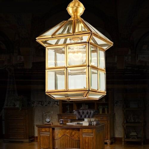 European ancient pendant chandelier corridor entrance balcony outdoor full copper village individual house LU623 ZL132 YM