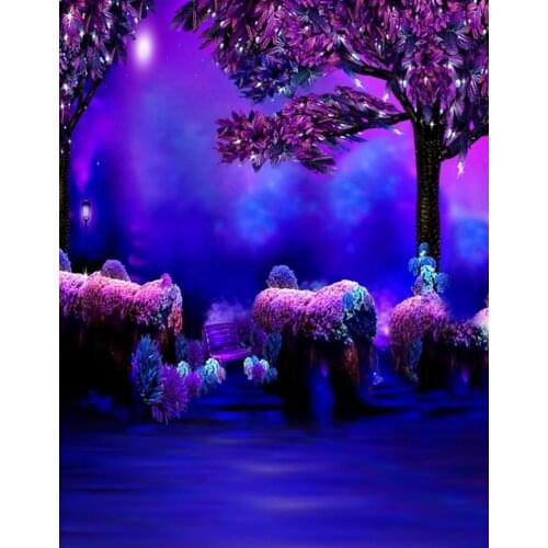 Cartoon Purple Tree Winter for Children Photography Backdrops Photo Props Studio Background 5x7ft