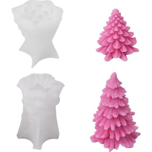 2021 Christmas Tree Shape Mould DIY 3D Candle Silicone Moulds For Soap Making Xmas New Year 2022 Gift Goods Party Supplies