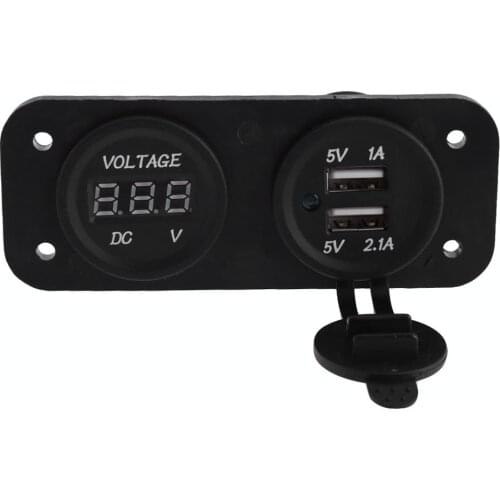 Battery Capacity Meter Test Display LED Tester Voltmeter 12V to 5V 2.1A Car Chargers LED Digital 2 Ports USB Auto Charging