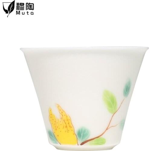 Ceramic tea set tea cup white porcelain mutton jade tea set tea tea master cup family personal tea cup tea cup retro style cup