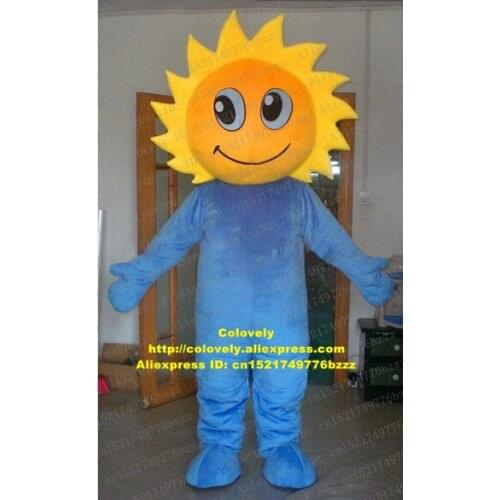 Beautiful Yellow Sunflower Sun Flower Taiyanfa Mascot Costume Big Bright Black Clear Eyes Blue Thin Arms Fat Belly No.5964 FS