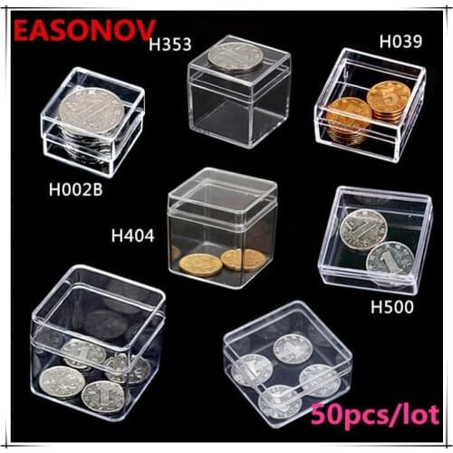 Ultra low price 50pcs / lot high quality Square Small box PS transparent plastic storage box collection showpiece box