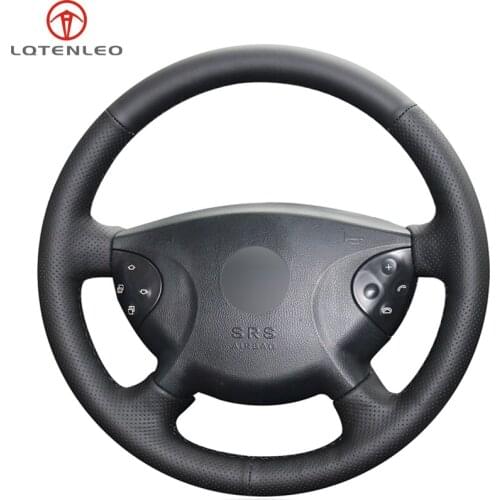 LQTENLEO Black PU Artificial Leather Hand-stitched Car Steering Wheel Cover For Mercedes-Benz W210 E240 E63 E320 E280 2002-2005