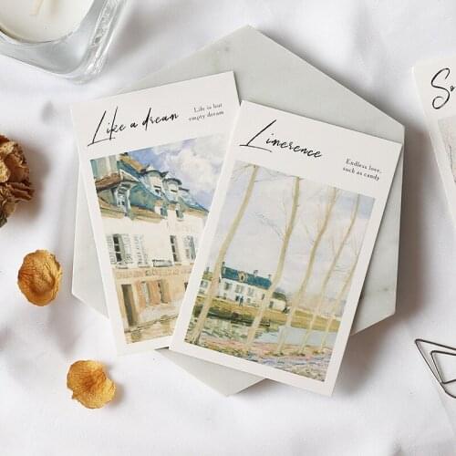 Multi-use 5.2*8cm 54pcs Mini Card Landscape Painting Theme Scrapbooking Party Invitation Cards Valentine Christmas Scrapbooking