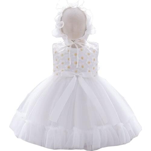 Mesh Layers Baby Girls Ball Gown Toddler Birthday Christmas Party Dress Baptism Children Kids Clothes