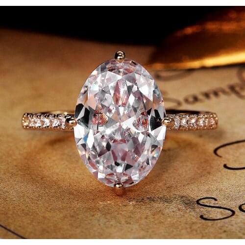 MOONROCY Rose Gold / Silver Color Wedding Ring CZ Crystal Rings Cubic Zirconia Dropshipping Jewelry Wholesale for Women Gift