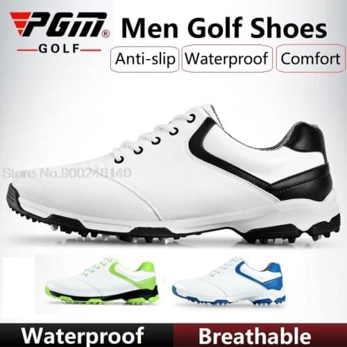 PGM Men Waterproof Golf Shoes Breathable Men Outdoor Sport Shoes Anti-Skid Light Good Grip Comfortable Leather Golf Shoes