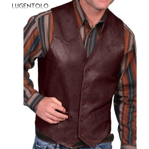 Men Vintage Vest Casual Outdoor Slim Large Size Solid Jackets Sleeveless Single Breasted Spring Autumn Street Vests