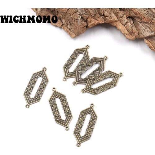 New 6pcs/bag 45*18mm Retro Bronze Zinc Alloy Rhombus Wavy Shape Connector Charms for DIY Necklace Earrings Jewelry Accessories