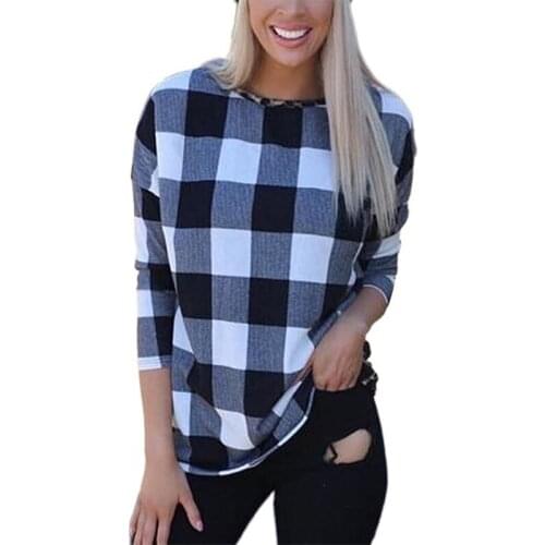 New check leopard tshirt for women long sleeve O Neck cross halter sweatshirt red and black grid fashion female tops