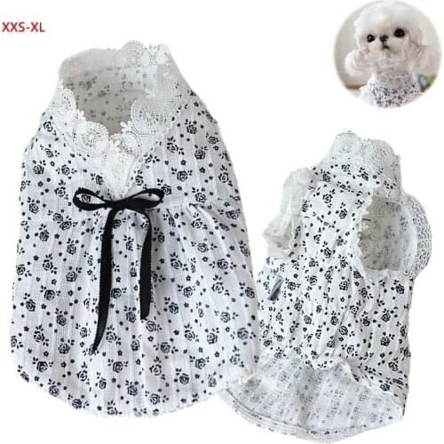 Cat Puppy Clothes Girl Chihuahua Summer Pet Dog Clothing Skirt Yorkshire Pomeranian Shih Tzu Rosy Dress Maltese Poodle Schnauzer
