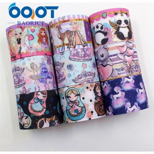 OOOT BAORJCT I-19225-468,38mm,10yards Cartoon Thermal transfer Printed grosgrain Ribbons,bow cap DIY accessories decorations
