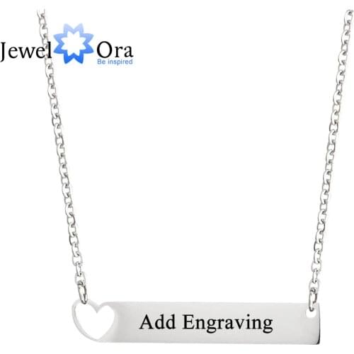 Personalized Nameplate Necklace with Heart Custom Name Bar Necklaces for Women Jewelry Gift for Girlfriend (JewelOra NE101788)